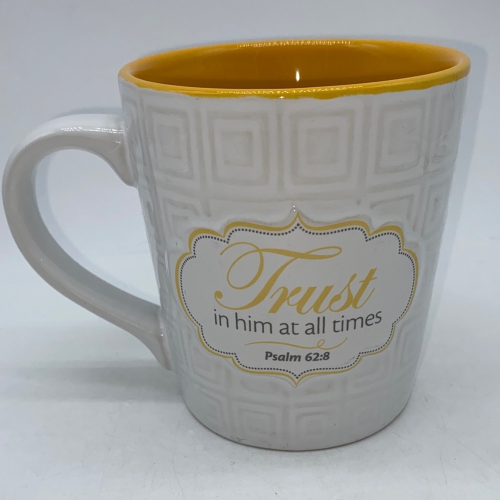 Christian Lighthouse Inspirational Mug Trust in Him At All Times Psalm 62:8